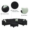 112*87" Sectional Sofa Couches Living Room Sets, 7 Seats Modular Sectional Sofa with Ottoman, L Shape Fabric Sofa Corner Couch Set with 3 Pillows