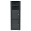 Tall Bathroom Corner Cabinet;  Freestanding Storage Cabinet with Doors and Adjustable Shelves;  MDF Board